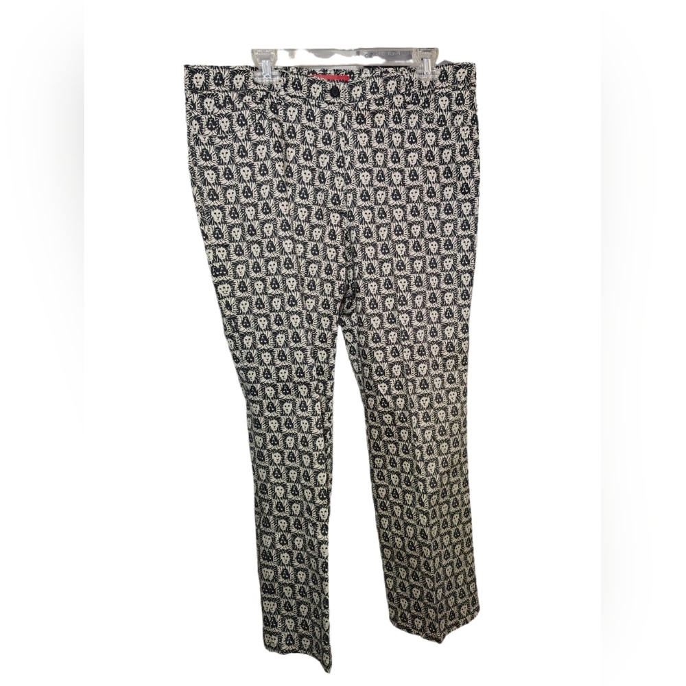 Anne Klein Lion Logo Pants Size 16 NWT Black White Straight Leg - Picture 2 of 12
